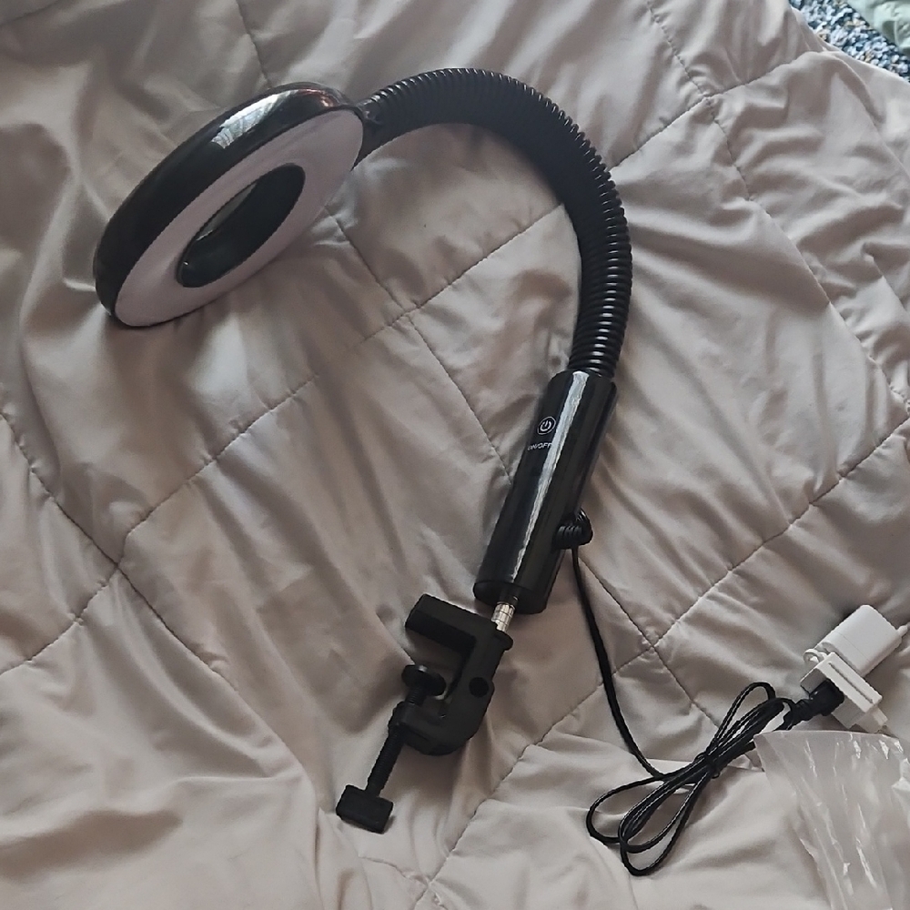 Flexible Black Ring Light with Clamp